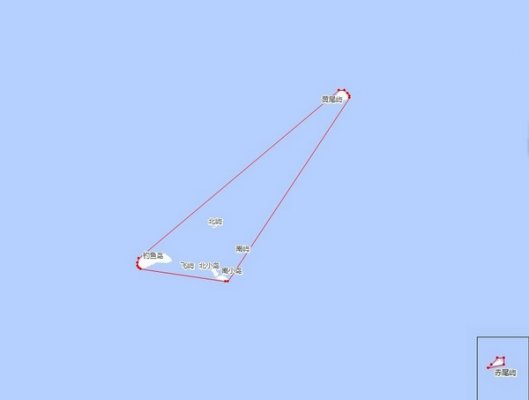 钓鱼岛及其附属岛屿领海基线。（&ldquo;天地图&rdquo;网站截图）